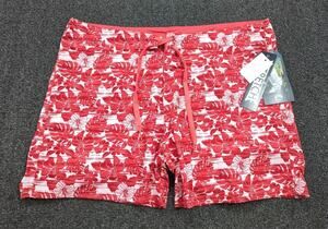 Stillwater Women’s Red Floral Hawaiian Stretch Swim Board Shorts Size 14